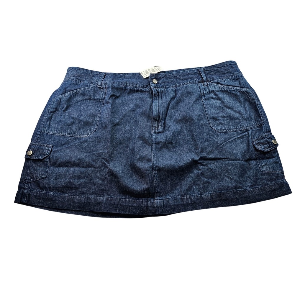 Woman Within Short Denim Skort Womens 30W Blue Lined Utility Pockets Belt Loops